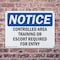 Signmission Controlled Area Training Or Escort Required OSHA Notice Sign, Plastic, 10in W x 7in L, 2PK OS-2PACK-NS-P-710-L-10826 - alternate 3